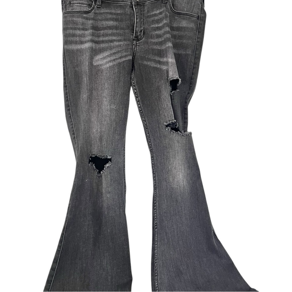 Hollister Women's Distressed Flare Jeans - Gray sz 13 NWT